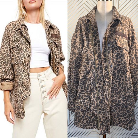 Free People Jackets & Blazers - Free People Seize The Day Leopard Military Jacket